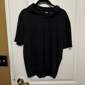 Murano liquid luxury Men's Black Polo Shirt Size M Short Sleeve Casual Collared